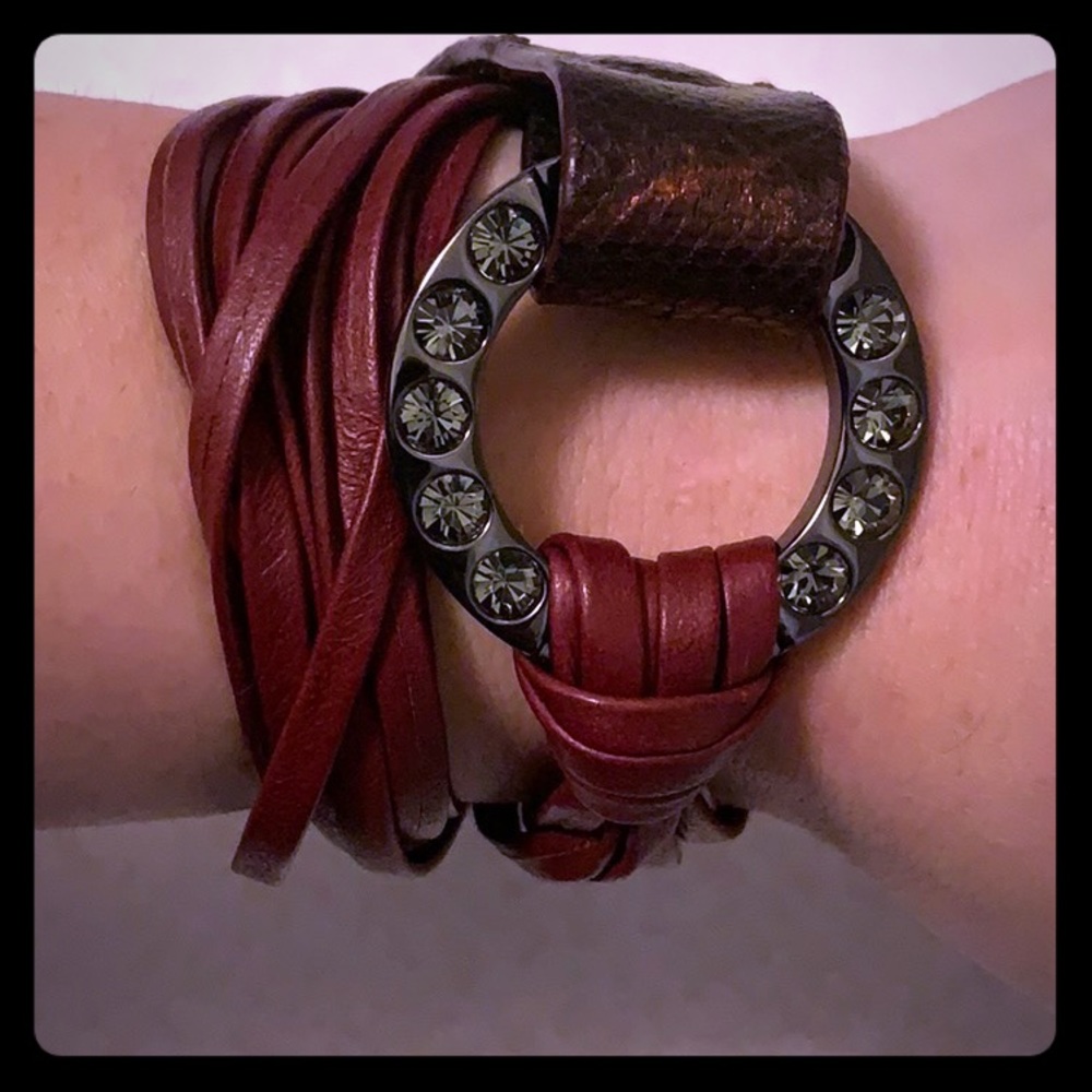 Roberto Mantellassi burgundy double wrap bracelet